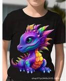 2-12T Kid Boy Dinosaur 3D Digital Printing Casual Short-sleeved T-shirt