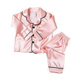 6M-4T Baby Girl Long-sleeved Striped Ice Silk Pajamas Loungewear