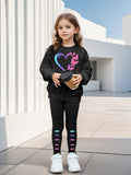 INS Girls 2-piece Set & Love Butterfly Print Long Sleeve Sweater Tights Outdoor Leisure Sports