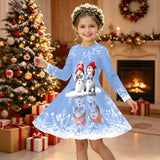 3-12Y Christmas Girls Autumn and Winter Long Sleeve 3D Printing Dress