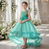 Kid Girl Bronzing Embroidered Mesh Wedding Flower Tutu Dresses