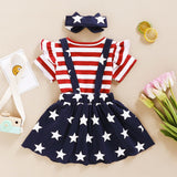 American  Independence Day Baby Girl Striped 3 Pcs/Set