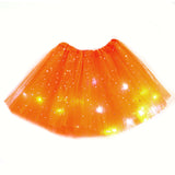 Kid Girl Sequined Led Illuminated Tutu Half-body Mesh Skirts