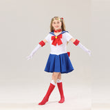 Kid Girl Adult Halloween Show Costume Water Ice Moon Cos Sailor Anime Cosplay 5 Pcs Set