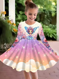 2-10T Kid Girl Fake Personalized Long-sleeved Swing Fashion Trend Dresses