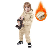 1-10T Kid Baby Boy Girl Autumn Winter Sports Velvet Warm Suit 2 Pcs Set