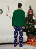 Family Matching Christmas Tree Snowman Letter Parent-child Loungewear Green Pajamas