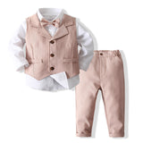 6M-5T Kid Baby Boy Banquet Suit Gentleman Solid 4 Pcs Set