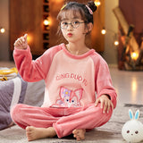 Kid Baby Girls Home Flannel Pajamas Cartoon Velvet Suit