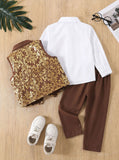 2-6T Kid Boys Bronzing Formal Wedding Suit 4 Pcs Set