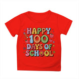 Kid Girl Boy 100 Days of School Print Round Neck Short Sleeve T-shirt Tops