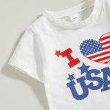 Independence Day Kid Baby Girl American Flag Flared Party 2 Pcs Set