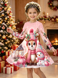 Kid Girl Christmas Autumn Winter Long Sleeve 3D Dresses For 3-12Y