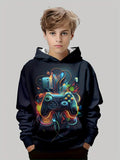 3-12T Kid Boy Girl Long-sleeved 3D Digital Game Console Astronaut Print Hoodie