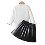 3-10Y Kid Girls Black White Classic Matching  Fashion Trend 2 Pcs Set