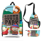 Kid South Park School Cartoon Backpack Three-piece Computer Bag