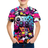 Kid Boy Gamepad 3D Printed Summer Fashion Short Sleeves T-shirt Tops
