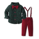 Kid Baby Girl Christmas Printed Long Sleeve Overalls Suits 2 Pcs Sets