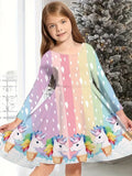 2-10T Kid Baby Girl Fashionable Foreign Pony Poly Print Cute Casual Dresses