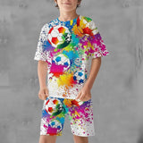 Kid Boy 3D Printed Football Summer Fashion 2 Pcs Set