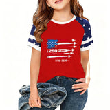 Kid Boy Girl USA Independence Day 250th Anniversary Casual  Loose T-Shirt Top