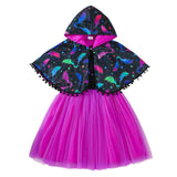 New Girls' Halloween Cape Mesh Puffy Dress 2-piece Set