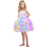 3-10T Kid Girl Rainbow Mesh Princess Halloween Ballet Dresses
