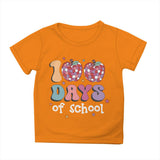 Kid Girl Boy 100 Days of School Print Round Neck Short Sleeve T-shirt Tops