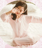 Kid Girl Cute Nightdress Pink Long-sleeved Bow Soft Mesh Gauze Pajamas