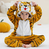 3-12Y Kid Boy Girl Flannel Cartoon Animal One-piece Pajamas