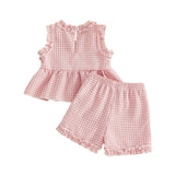 Baby Girl Summer Independence Day Flag Embroidered Sleeveless Top Shorts 2 pcs Sets