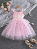 1-6Y Kid Baby Girls Fly Sleeve Mesh Sweet Sequins Princess Dresses
