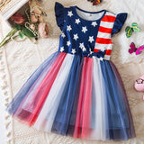 Kid Baby Girls Style Striped Star Print Independence Day Dress