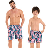 Family Matching Father Son Elastic Waistband Swimming Shorts Trunks Swimsuits