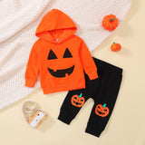 6M-4T Baby Boys Long Sleeve Halloween Pumpkin 2 Pcs Set