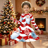 3-12Y Christmas Girls Autumn and Winter Long Sleeve 3D Printing Dress