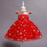 New Children's Clothing Children's Halloween Costume Girls Short Sleeve Sequins Princess Dress