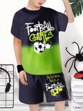 2-12T Kid Baby Boy Summer Sports Set Football 3D Printed Quick-drying 2 Pcs Set