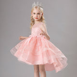 Kid Girl Princess Flower Fluffy Gauze Piano Performance Dresses