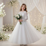 Lace Long Sleeve Dress Children's Dress Flower Girl Dress Mesh Dress
