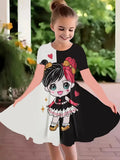 2-10T Kid Girl Fake Personalized Long-sleeved Swing Fashion Trend Dresses