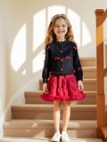2-6Y Kid Baby Girl Christmas Long-sleeved Versatile Bow Knitted Suits 3 Pcs/Set