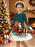 3-12Y Kid Girls Autumn Winter Christmas Long Sleeve 3D Dresses