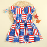 Ins Independence Day Kid Baby Girl Fly Sleeve Dress