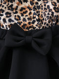 Princess Dress Personalized Slanted Shoulder Neck Long Sleeve Top Bow Lotus Leaf Skirt Set
