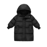 3-8Y Kid Girl Cotton Long Thickened Winter Fur Collar Hooded Coats Jacket
