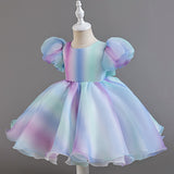 Kid Girl Princess Preschool Rainbow Fluffy Performance Dresses