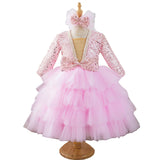 Kid Baby Girl Princess V-neck Host Piano Dresses