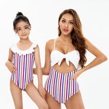 Family Matching Striped One-piece Swimsuit Parent-Child Swimwear