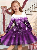 Christmas Crew Neck Dress Girls Korean Version Fashion Foreign Style Long Sleeve Snowflake
